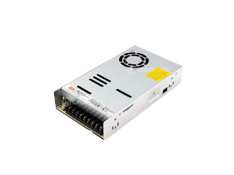 Mean Well LRS-600-12 switching power supply side view showing 41mm case height and ventilation slots
